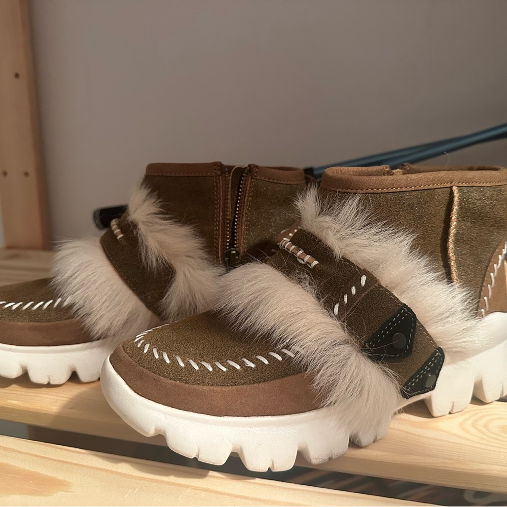 UGG Brown Fur-Trimmed Ankle Boots